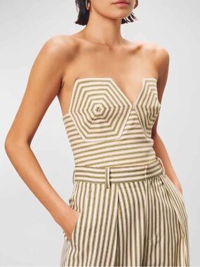 Mara Hoffman Olive & Cream Twill Bustier Top